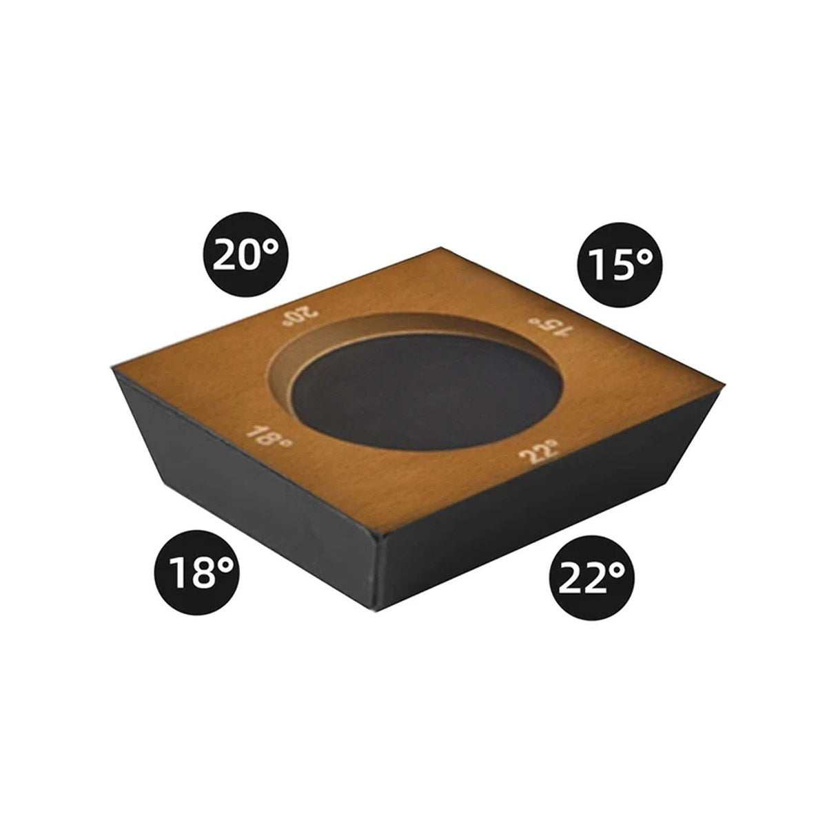 Base en bois de l'aiguiseur à rouleau avec ses 4 angles : 15°, 18°, 20° et 22° Image